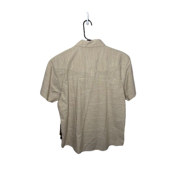 Howler Brothers Shirt Mens Medium Beige Gaucho Western Pearl Snap Saw Tooth Yoke - Picture 7 of 8